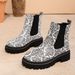 Women's Chunky Heel Chelsea Boots - Vintage Style Ankle Boots With Round Toe & Rubber Sole, Comfortable Mid-Calf Boots_vogvips.com
