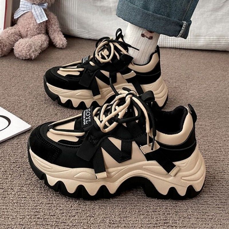 2025 Spring And Autumn New Fashionable Street Sponge Cake Mid Heel Thick Bottom Women Fashion Versatile Shoes_vogvips.com
