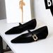 3686-K209 Korean-style Women's With Metal Pointed Toe, Shallow Cut, Fashionable Wedge Heel, One-strap Buckle, Low-heeled_vogvips.com