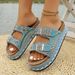 Women's Summer Platform Sandals With Rhinestone Buckle Strap Comfortable Thick Sole Casual Slide Shoes Belt Buckle Sandals For Women_vogvips.com