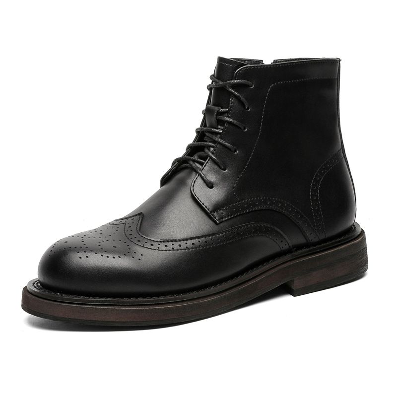 Martin Boots High-top Shoes Retro Short Boots Business Dress Thick-soled Heightening Casual Leather Shoes_vogvips.com