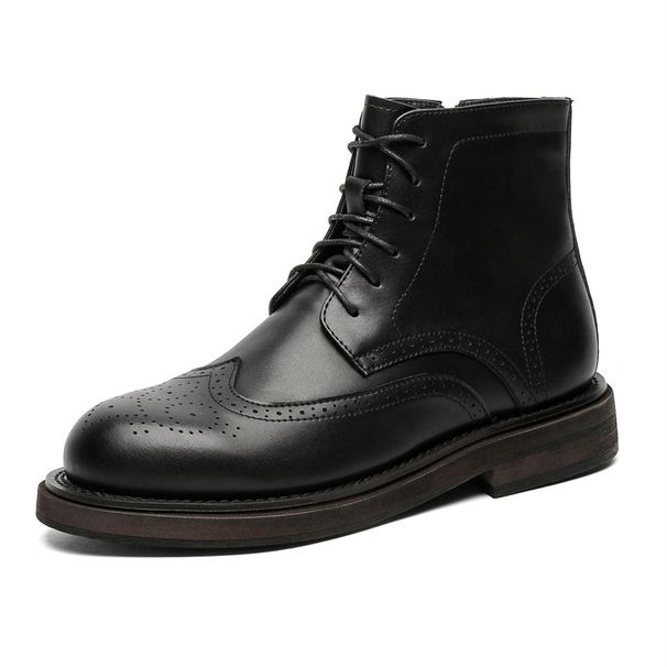 Martin Boots High-top Shoes Retro Short Boots Business Dress Thick-soled Heightening Casual Leather Shoes_vogvips.com