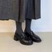 Sheepskin Commuter Leather Round Head Platform Thick Heel Loafers Women's Small Leather Shoes Medium Heel Single Shoes_vogvips.com