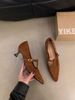 Niche Pointed Toe Leopard Print Mary Jane Shoes For Women 2025 New French Style Low Heel Suede Commuter Loafers_vogvips.com