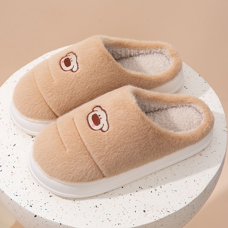 Women's Cotton Autumn Winter Home Use Couple Thick Sole Non-Slip Men's Comfortable Warm Feet Furry Slippers_vogvips.com