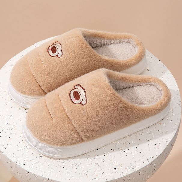 Women's Cotton Autumn Winter Home Use Couple Thick Sole Non-Slip Men's Comfortable Warm Feet Furry Slippers_vogvips.com