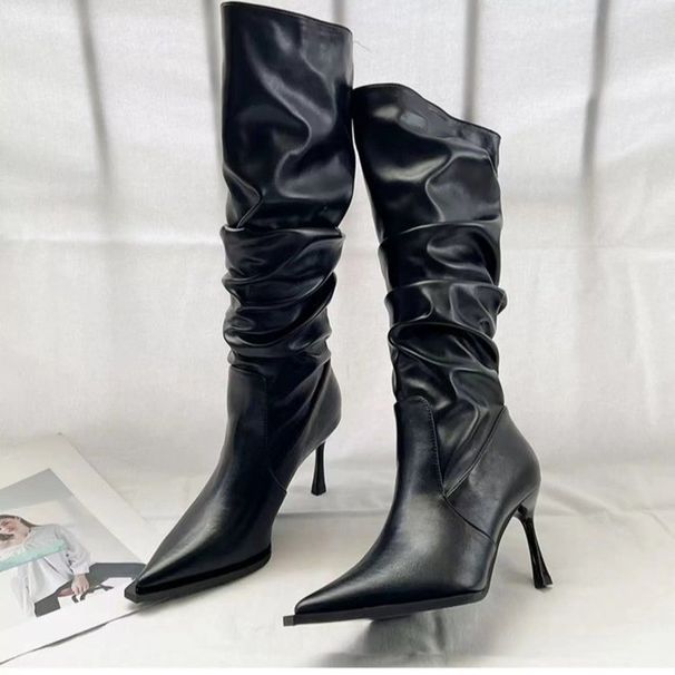 Women's Stacked Boots – 7cm Stiletto Knee-High Boots (2 Colors)_vogvips.com