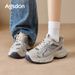 Augu Shiden Gray Dad Shoes For Women 2026 New Spring Fleece-Lined Fashion Retro Lightweight Casual Sneakers_vogvips.com