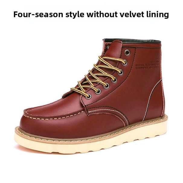 Burst Martin Boots Men's Casual High-top Shoes Genuine Leather Couple Tooling Boots Leather Shoes_vogvips.com