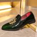 Unbeatable Quality Leather Embroidered Loafers, One Foot Business Leather Men's Shoes, Trendy High-end, Breathable And Odorless Feet_vogvips.com