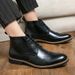 Euro Step 2021 Autumn Winter New Casual High-top Ankle Pointed Toe Martin Business Brogue Shoes Men's Leather Boots_vogvips.com