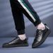 First Layer Cowhide Men's Shoes Solid Color Men's Board Shoes Casual Leather Shoes Men's Small Black Shoes Men_vogvips.com
