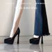 Nude 2025 Waterproof Platform Spring-summer High-heeled Shoes, New Patent Leather Pointed Toe Ultra-high Comfortable_vogvips.com