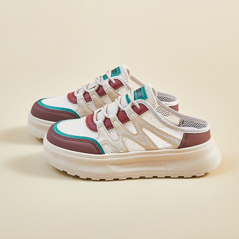 Half-white Shoes, Female Students Thick-soled Heightening Shoes, Mesh Surface Breathable And Casual_vogvips.com
