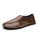 Cross-Border Genuine Sandals For Men Summer Breathable Cowhide Slippers Comfortable Slip-On Driving Lazy Leather Shoes_vogvips.com