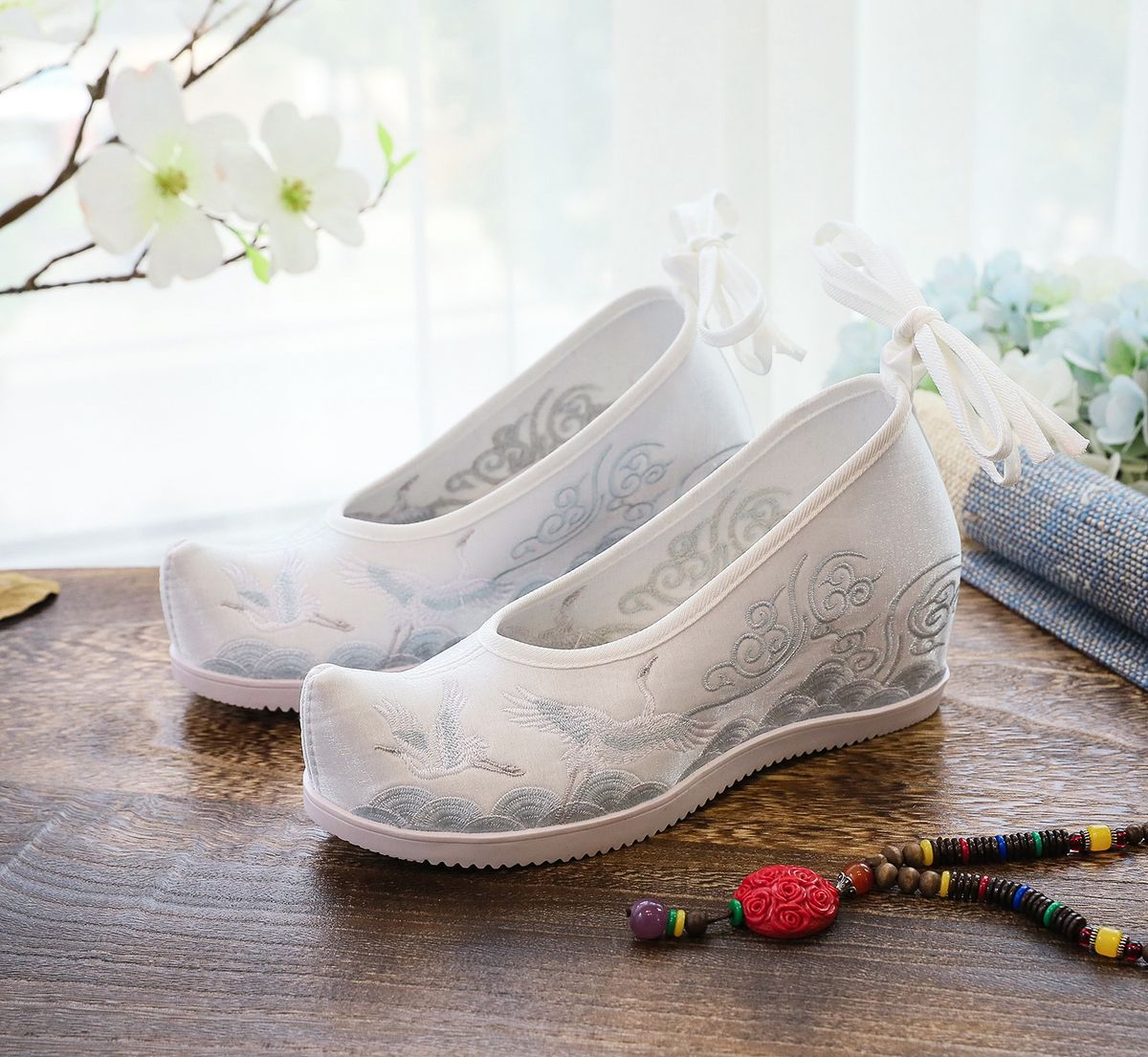 Bow Hanfu High Heels, Single Embroidered Cloth Upturned Few Summer Women's Shoes, Ancient Style_vogvips.com