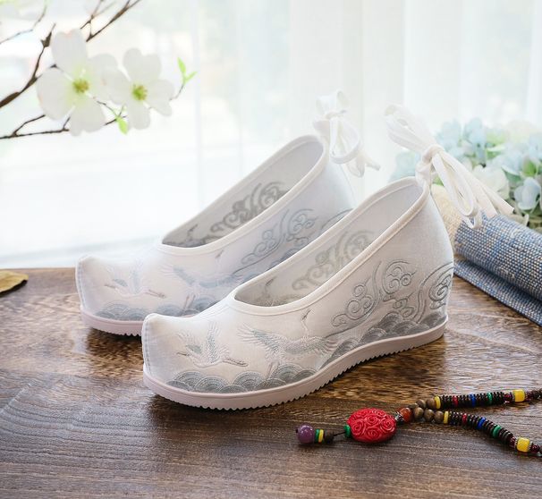 Bow Hanfu High Heels, Single Embroidered Cloth Upturned Few Summer Women's Shoes, Ancient Style_vogvips.com
