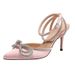 Manufacturer Supplies European American Style Bowknot Rhinestone Pointed Satin Sandals With Straps, Stiletto High Heels,_vogvips.com