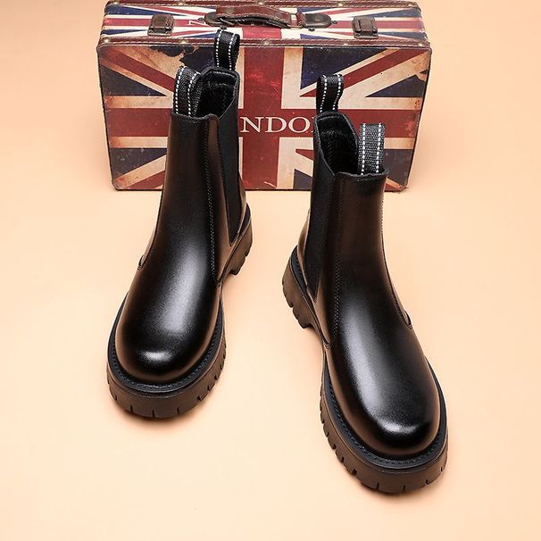 Martin Boots Men's High Top Thick Bottom Wind Side Zipper Tooling Locomotive Tide Boots_vogvips.com