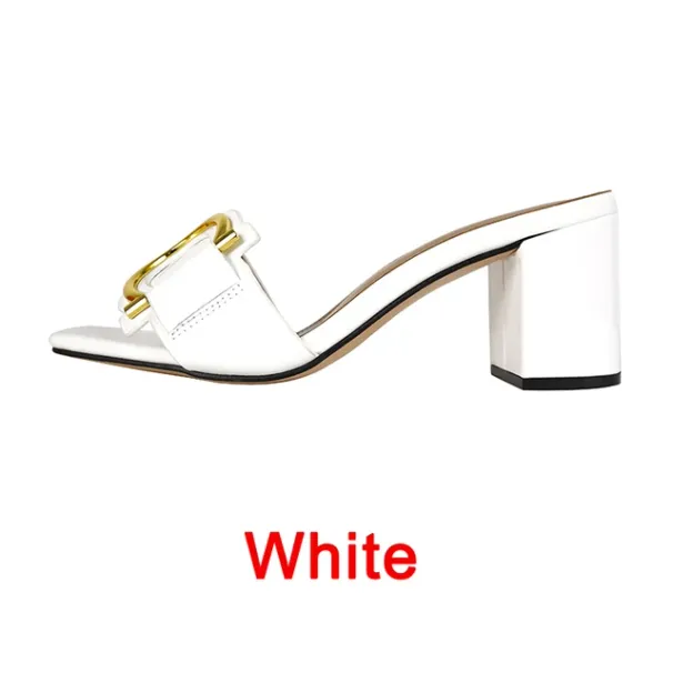 Latest Summer Fashion Fish-mouth Party Women's Shoes High Heel Soft Genuine Leather Plus Size Women Slippers 34-44_vogvips.com