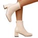 2025 Autumn New Short For Women High Single French Fashion Casual Chunky Heel Ankle Mid-Calf Boots_vogvips.com