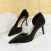 3226-A2 European And American Style Banquet Heels Women Sexy Thin Shallow Mouth Pointed Toe Side Cut High Heel Pumps_vogvips.com