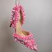 Women's Shoes new pink black and white rhinestone bow decoration lace Lolita closed toe silk high heel sandals_vogvips.com