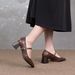 Small Square-toed Sheepskin High-heeled Shoes For Women, Hepburn-style Genuine Leather Mary Jane Single-strap Women's_vogvips.com