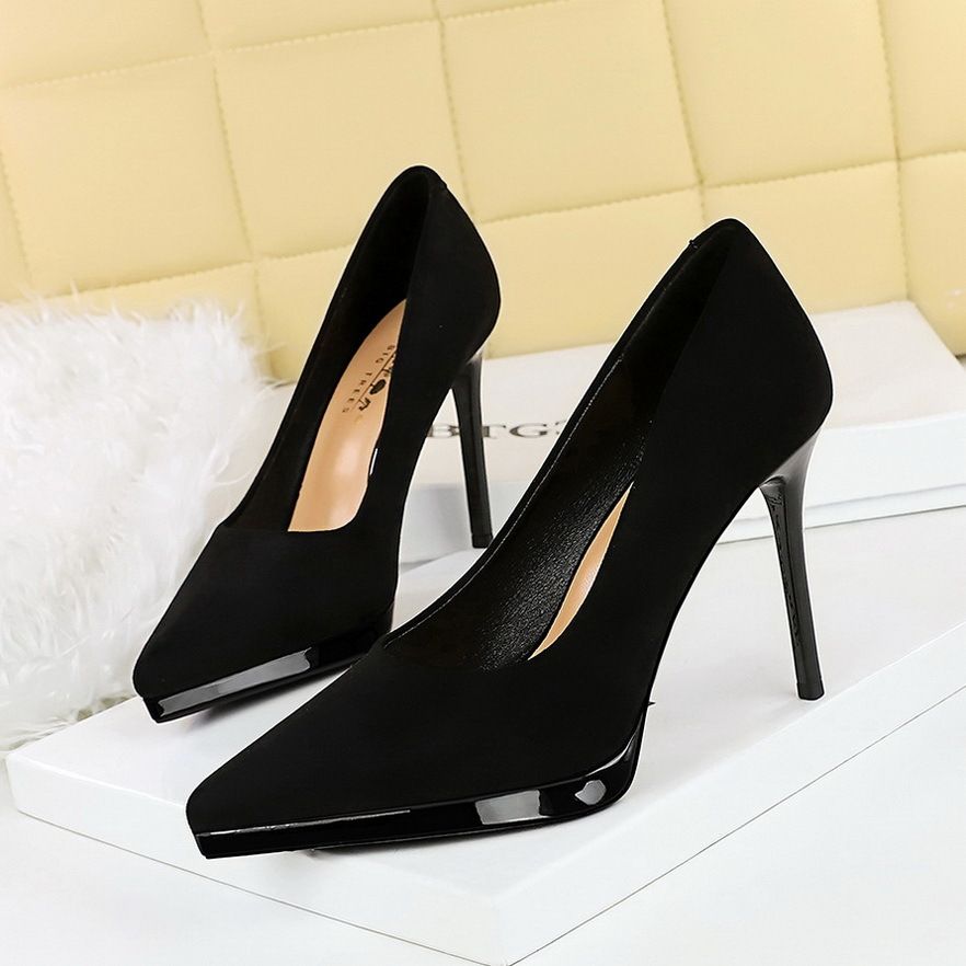 High Heels, Thin Heels, Super High Heels, Shallow Mouth, Pointed Head, Suede, Waterproof Table, Single Shoes, Women's Shoes_vogvips.com