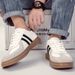 Large Size Cowhide German Training Board Shoes Men's Color Matching Contrasting White Shoes Casual Sports Shoes_vogvips.com