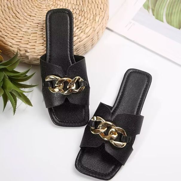 New Summer Soft Bottom Casual Black Wear Lazy Flat Sandals_vogvips.com
