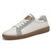 Men's Board Shoes Flat Training Sneakers Low-top Leather Cowhide Surface Casual Shoes Round Head Lace-up Small Leather_vogvips.com