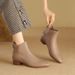 Leather French Pointed Toe Short Women, Ankle Low Heel, Spring And Autumn Single Boots, Soft Sole, Winter Fleece-Lined_vogvips.com