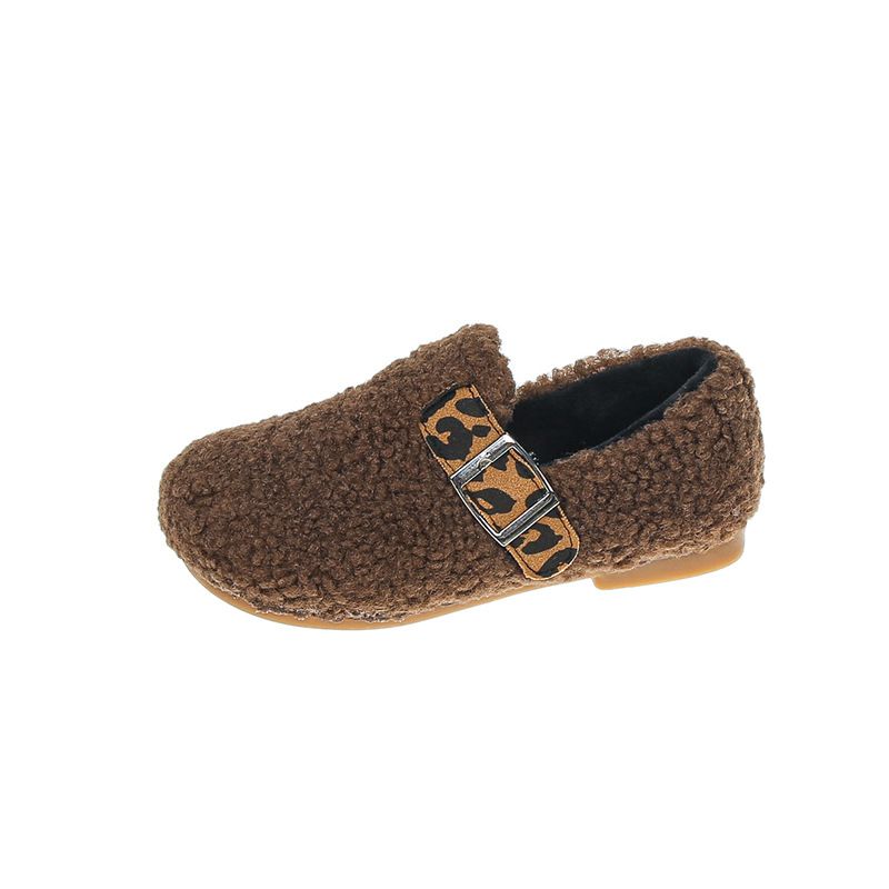Kids' Winter Boots – Warm Fleece-Lined Slip-Resistant Shoes For Boys & Girls, Soft Synthetic Leather With Hook-and-Loop Closure (Black/Brown/Cream)_vogvips.com