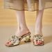 Flower Hollow For Women High One Strap Outdoor Fashion Thick Heel Half Support Square Toe New Style Sandals Slippers_vogvips.com