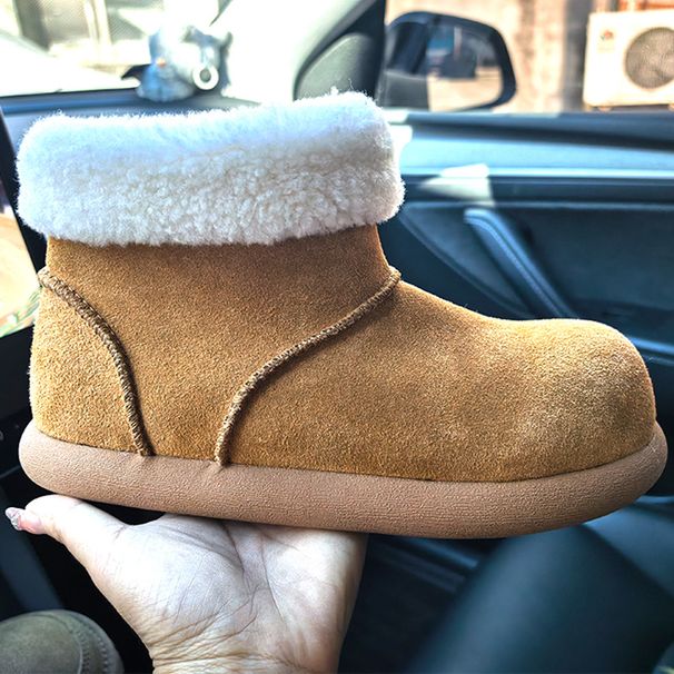 Little Potato Shoes Women, Furry Half Slippers, Fleece-Lined Snow Boots, 2025 Winter New Warm Full-Coverage_vogvips.com