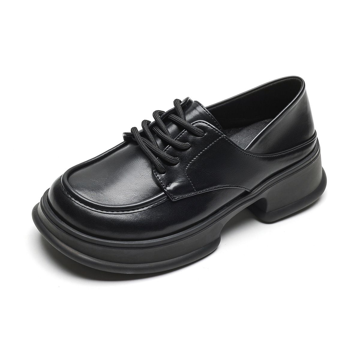 Platform-soled Small Leather Shoes Women's College Style New Autumn Lace-up Loafers Women's Soft Soles_vogvips.com