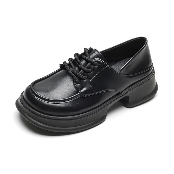 Platform-soled Small Leather Shoes Women's College Style New Autumn Lace-up Loafers Women's Soft Soles_vogvips.com