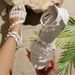 Simple Pearl-decorated For Women, Vintage-style Roman Shoes With Versatile Ankle Straps, Flat Women's Sandals_vogvips.com