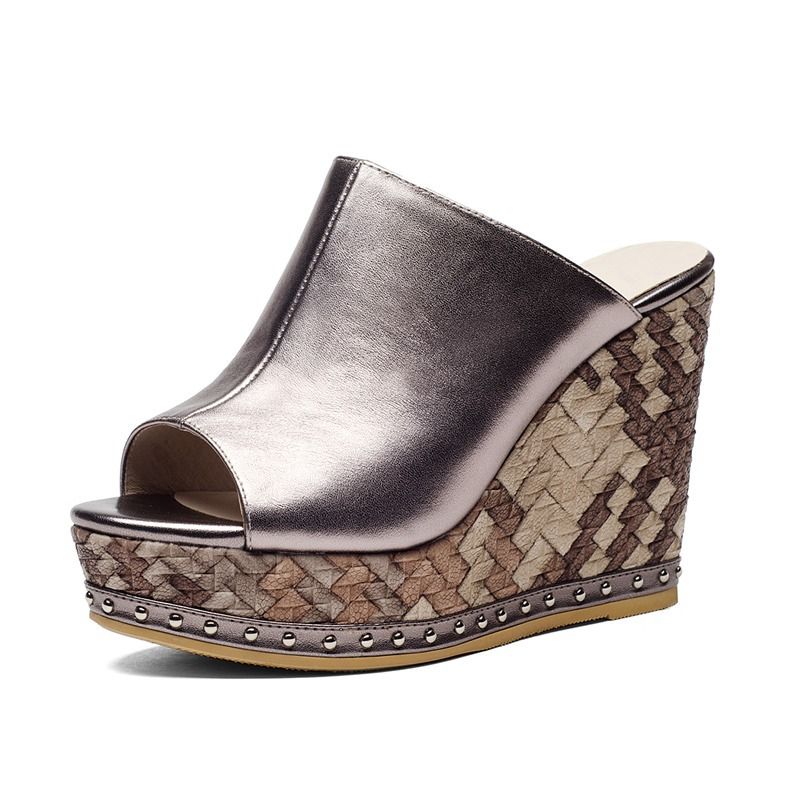 Women’s Shoes Platform Sandals For Women Thick Soled Large Size Fish Mouth Wedge Heeled Slippers_vogvips.com