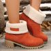 Women Ankle Boots Autumn Winter Short Boots New Autumn Winter Mid Calf Solid Color Chunky Heel Furry Snow Boots Casual Slip On Cotton Shoes_vogvips.com