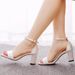 Women’s Shoes 7cm thick heel shallow mouth one strap sandals round head square root sandals satin fabric bridal wedding dress sandals_vogvips.com