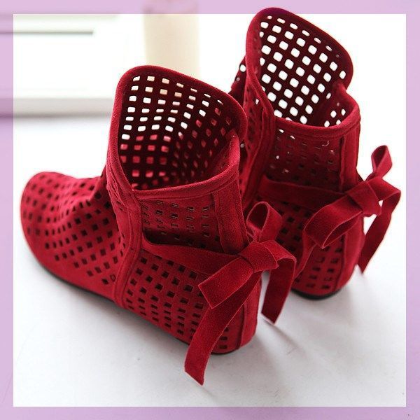 New Style Women's Hollow Out With Hidden Wedge Short Mesh Boots Casual Sandals For Women_vogvips.com