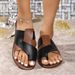 Women's Shoes Casual Flat Soled Large Size Slippers For Women Color Matching Toe Toed Black And White Fish Mouth Sandals For Women_vogvips.com