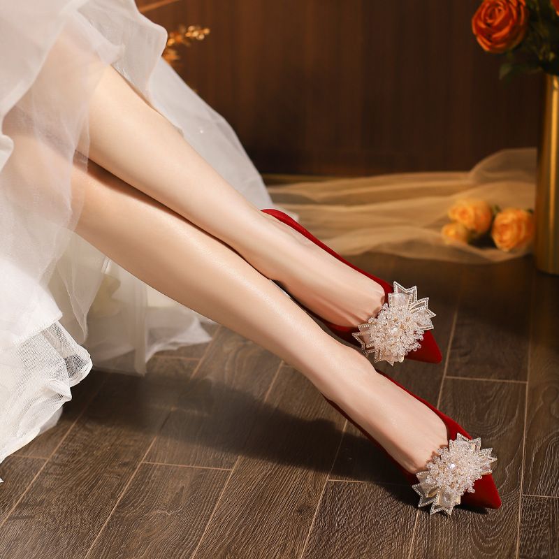 25ss Xiuhe Wedding X338-58 New Bridal 2025 Red High Heels Small Stiletto Dress Shoes Size 34-43_vogvips.com