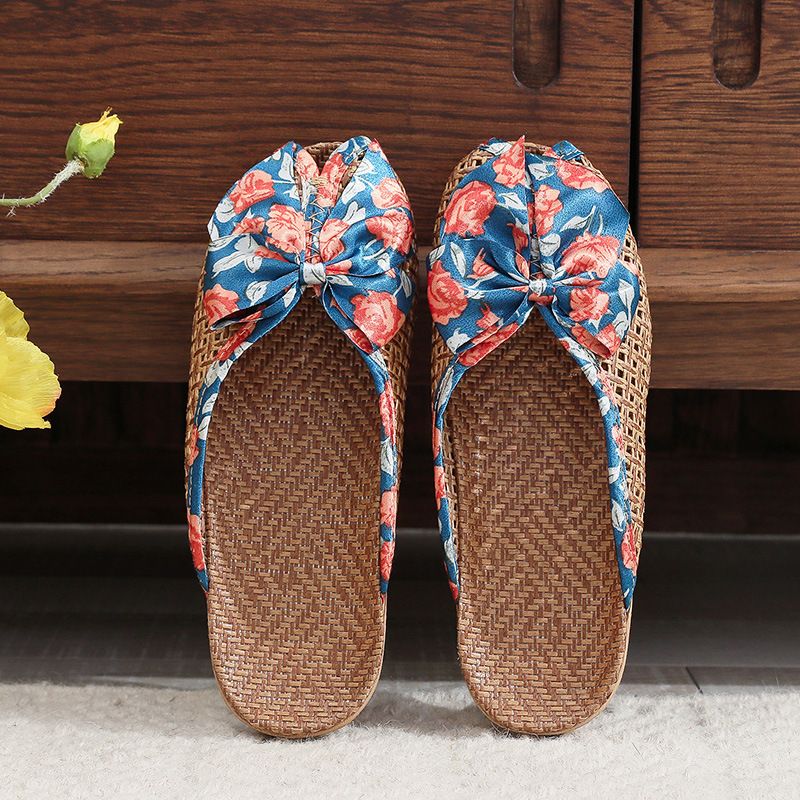 New Style Home Men Summer Couple Indoor Breathable Rattan Grass Wooden Floor Cool Slippers For Women_vogvips.com