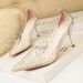 899-25 European And American Style Simple Pointed-toe Rhinestone Transparent High-heeled Shoes, Slim Heel, Slimming_vogvips.com