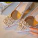 Crystal High Heels Women's Wedding Bridal Shoes Summer New Mid Heel PU Material Pointed Toe Dress Shoe_vogvips.com