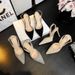 2024 Autumn New High Heels, Thin Heel, Pointed Toe, Closed Back, Fashionable Korean Style, Suede Buckle Strap Summer_vogvips.com
