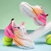 Unisex Cyan Green Gradient Running Shoes Breathable Mesh For Professional Sports Training_vogvips.com